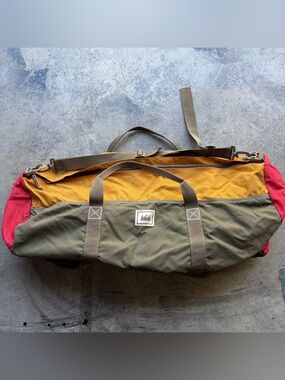REI Colorblock Duffel Bag - Olive, Mustard & Red Gorpcore